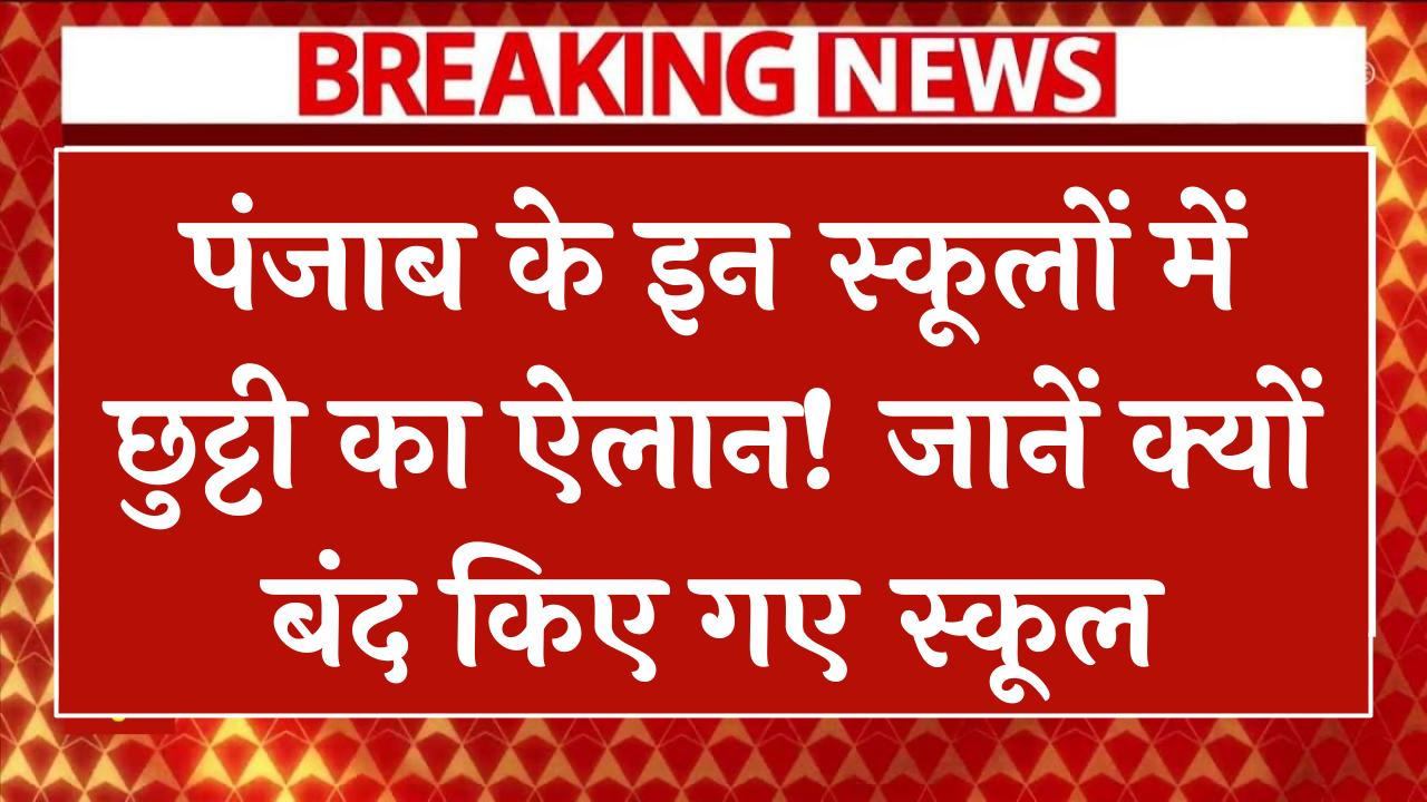 School Holiday: पंजाब के इन स्कूलों में छुट्टी का ऐलान! जानें क्यों बंद किए गए स्कूल